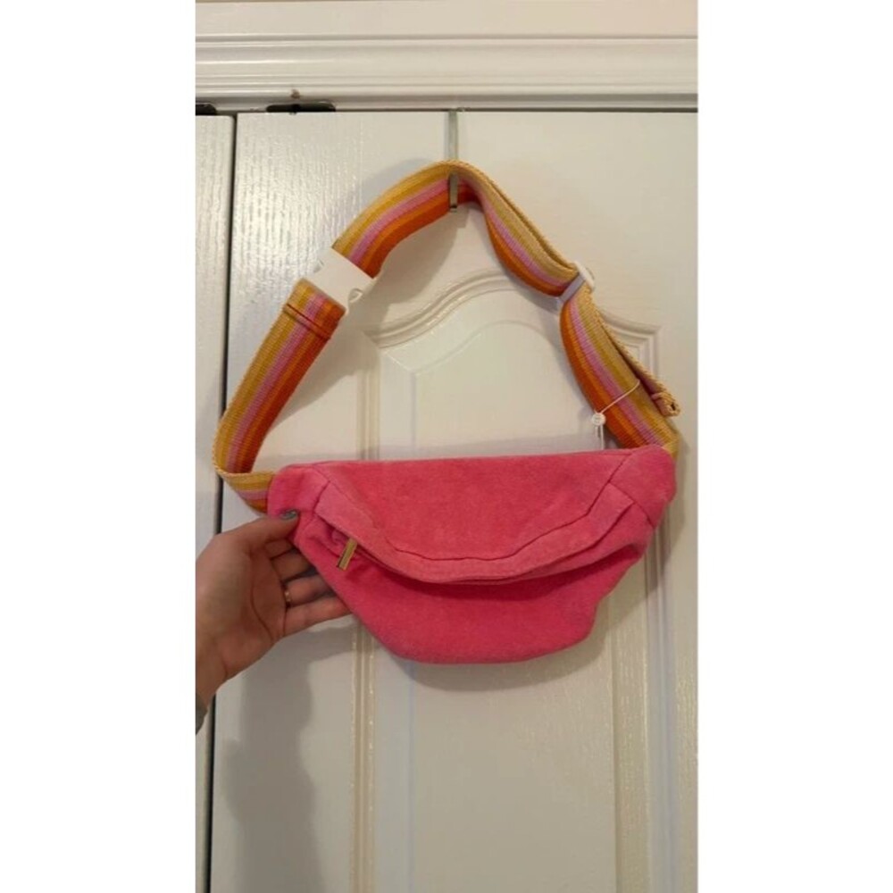 NWT Pink Retro 80s Terry cloth belt bag fanny pack